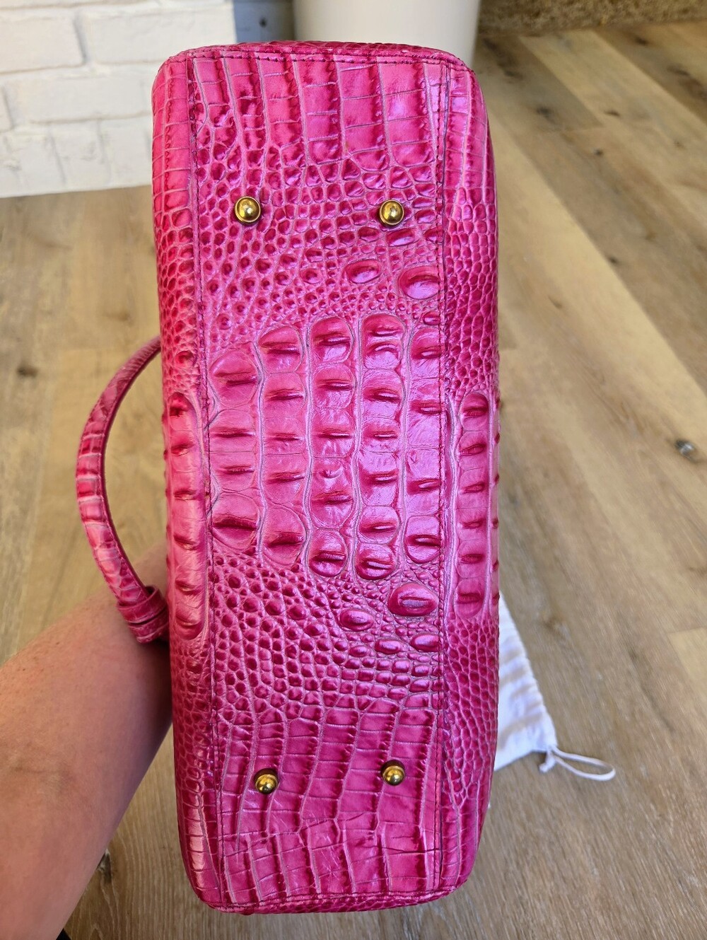 Brahmin Pink Croc-Embossed Tote Bag - Picture 11 of 16